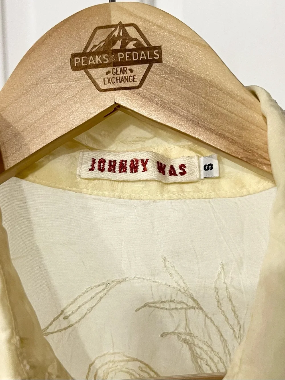 Johnny Was | Sheer Cream Floral Roses Embroidered Button-Up Blouse